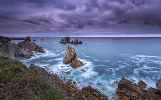 Rocky shore stormy sky water - arthur b. carles free wallpaper