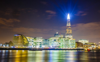 City skyline night light holography - the building free wallpaper