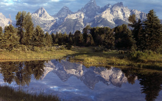 Mountain lake reflection forest sky 17 - tree and grass free wallpaper