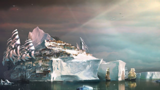 Iceberg lake city boat castle - a large iceberg free wallpaper