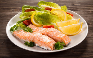 Salmon lettuce lemons table food - lettuce free wallpaper for desktop