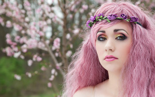 Pink hair flower wreath gothic - elinor proby adams free wallpaper for desktop