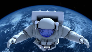 Astronaut floating earth computer monitor - a computer monitor free wallpaper