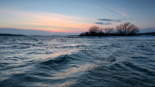 Sunset hudson river island impressionist - a small island in the distance free wallpaper