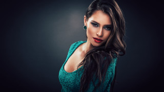 Woman green dress portrait black - a green dress free wallpaper for desktop