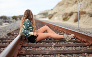 Traintrack sitting fashion blurry beach - a train track free wallpaper