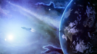 Space station planet star milky - a distant star in the foreground free wallpaper for desktop