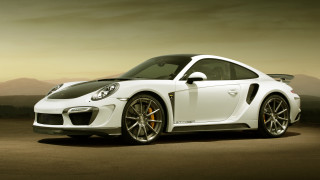 White porsche sunset mountains cloudy - a white porsche sports car free wallpaper