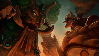 Man woman forest fire background - splash art free wallpaper for desktop