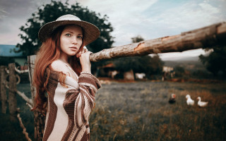 Woman hat fence phone ducks - duck free wallpaper