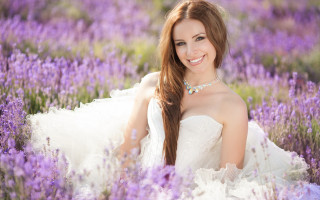 Lavender field woman white dress 3 - a field of lavender free wallpaper