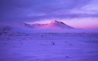 Snowy mountain purple sky clouds - a few snow free wallpaper