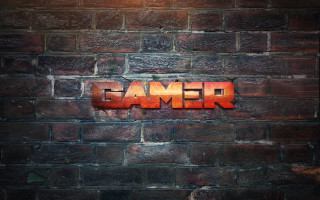 Brick wall gamer sign 3d - david garner free wallpaper