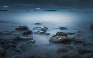 Moonlit rock water night full - a full moon in the sky free wallpaper