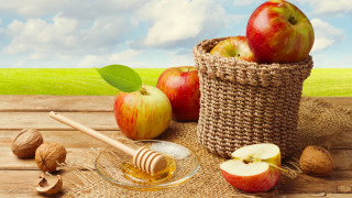 Basket apples honey nuts leaf - bracha l. ettinger free wallpaper for desktop