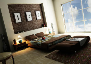 Bedroom large bed corner window - cedric seaut keos masons free wallpaper