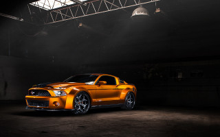Bright orange cobra matte car - a spotlight free wallpaper