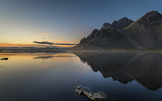 Mountain reflection lake sunset rock - a rock in the foreground free wallpaper