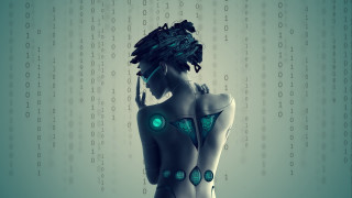Woman headpiece digital background cyberpunk - free cyberpunk wallpaper