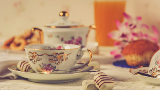 Table tea cups candy canes - vray free wallpaper