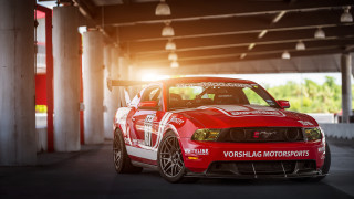 Red mustang garage sunshine 3d - a garage free wallpaper