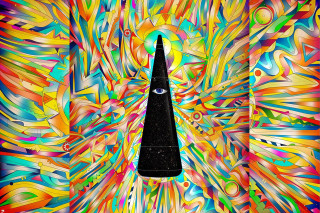 Clock tower colorful background third - abstract illusionism free wallpaper