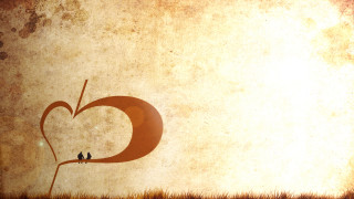 Birds heart branch grass sky - egyptian art free wallpaper