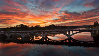 Bridge water sunset clouds matte 2 - david boyd free wallpaper