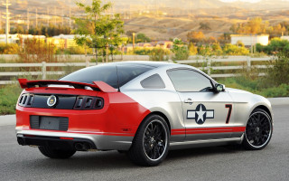 Mustang red silver mountain road - free cars wallpaper