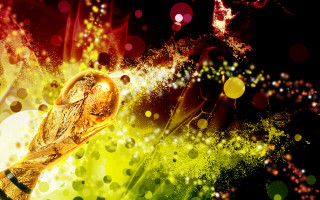 Golden trophy red yellow background - circle and dots free wallpaper