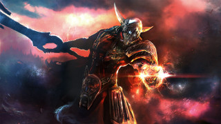 Armor demon sword fire clouds - a dark space free wallpaper