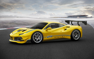 Yellow sports car race track 8 - a bench in the background free wallpaper