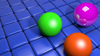 Three balls blue tiles white - net art free wallpaper
