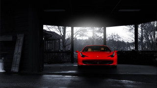 Red sports car night parking 3 - the car free wallpaper for desktop