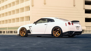 White sports car parking lot 10 - pearlescent free wallpaper
