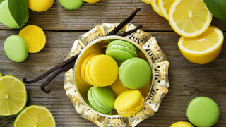Bowl green yellow macaroons lemons - a bowl free wallpaper