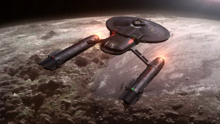 Spaceship rocky surface bright light 2 - its side free wallpaper