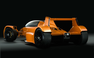 Orange race car dark room 2 - concept design free wallpaper