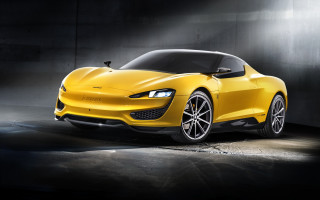 Yellow sports car dark room 25 - a spotlight free wallpaper