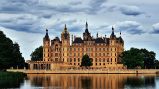 Neo gothic castle water trees - florence engelbach free wallpaper