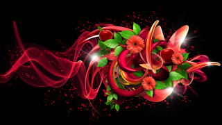 Red flower leaves abstract digital - a red flower free wallpaper for desktop