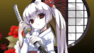 Anime girl white hair microphone - a window behind her free wallpaper