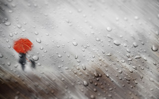 Rainy day red umbrella photorealism - cyril rolando free wallpaper