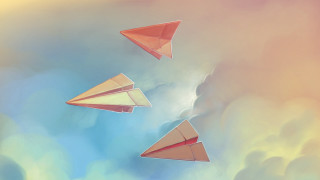 Paper airplanes clouds blue sky - behance hd free wallpaper for desktop