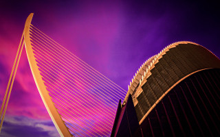 Purple sky retrofuturism matte painting - synthwave style free wallpaper