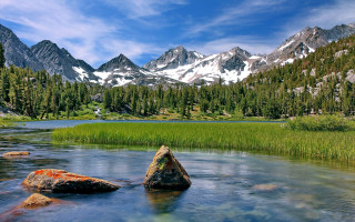 Mountain river rock water scenery - a few rock free wallpaper