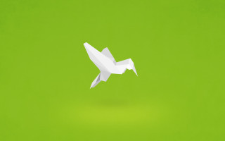 White origami bird green background - cerith wyn evans free wallpaper