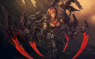 Futuristic woman bird demon armor - a futuristic suit free wallpaper