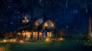 House woods night lights stars - firefly free wallpaper