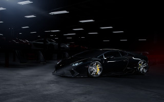 Black sports car dark garage 9 - the ceiling free wallpaper